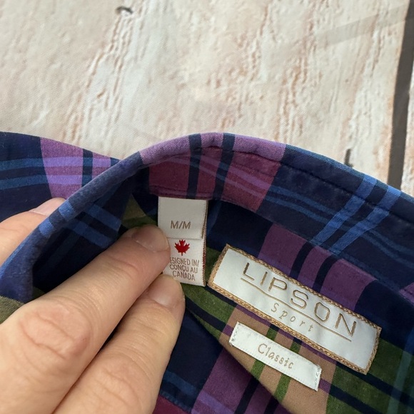 Men’s lipson sport Size medium plaid colorful button-down shirt Canada Canadian - Picture 7 of 9